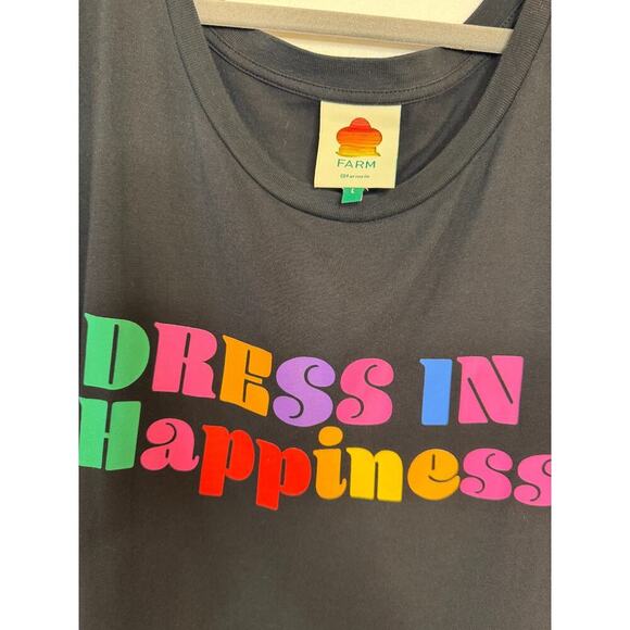 Farm Rio Dress In Happiness Shirt Maxi Black Cotton Dress size LG - Picture 5 of 6